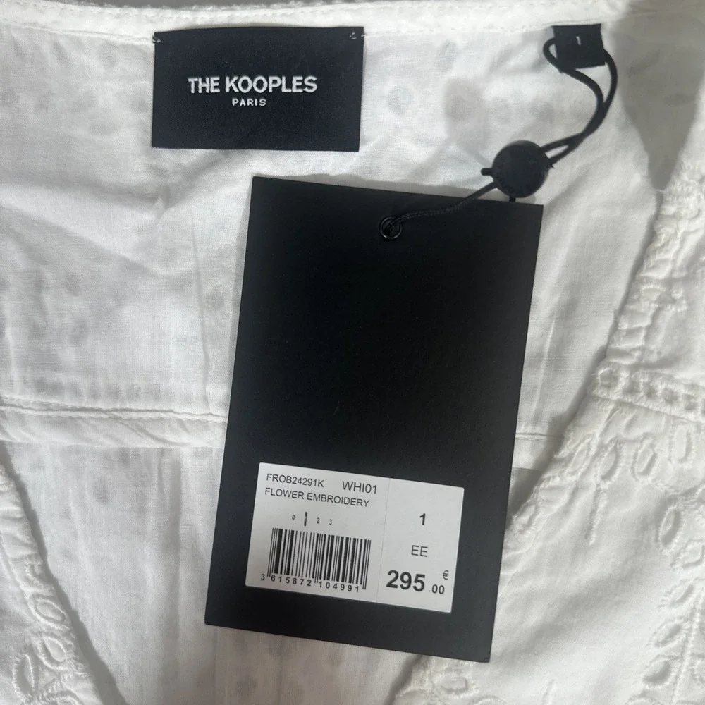 NWT The Kooples [ Size 1 ] Flower Embroidery Button Down Short Dress White #6971